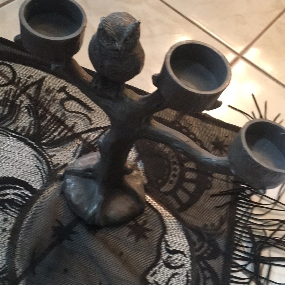 Vintage & NWT Black Owl Candelabra/Candle Holder - Picture 2 of 4